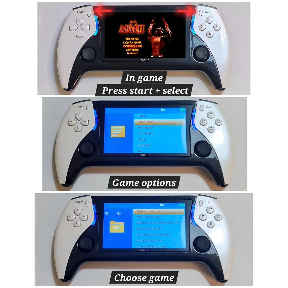 Handheld Gaming Console - Black and White | Plug & Play | Accesories & Content